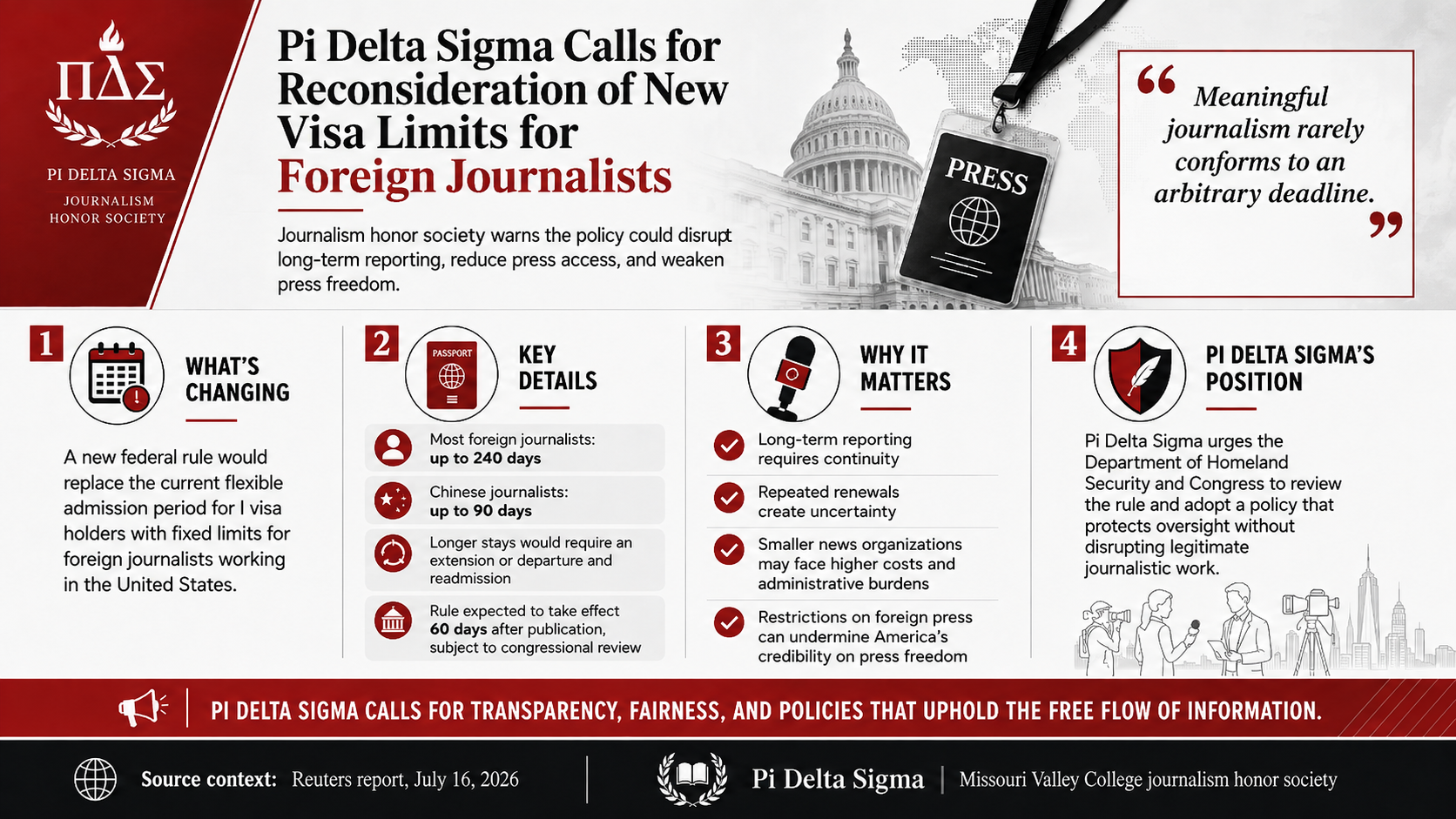 Pi Delta Sigma Calls for Reconsideration of Restrictions on Foreign Journalists